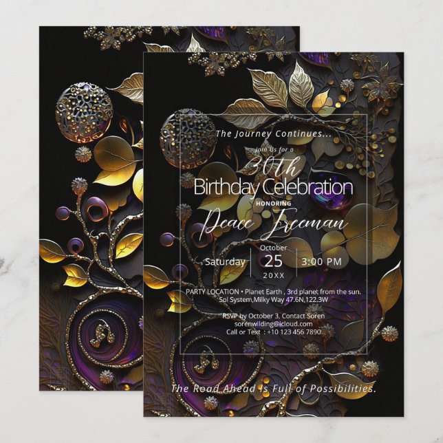 Luminous Sanctuary | Botanical Gemstone Abstract Invitation (Front/Back)
