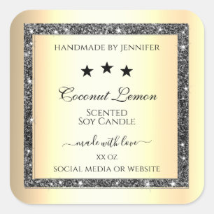 Luminous Silver Glitter Gold Effect Product Labels