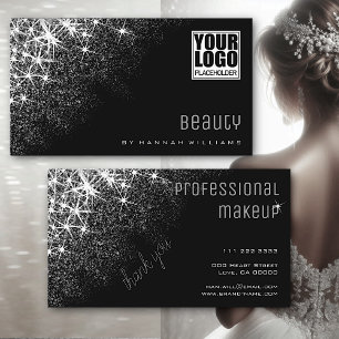Luminous Silver Glitter Stars Professional Trendy Business Card