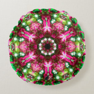 Luminous Stellar Kaleid Round Pillow