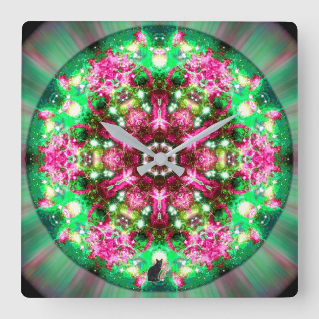 Luminous Stellar Kaleid Square Wall Clock (Front)