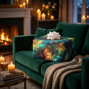 Luminous Threads: 3D Light Weave Design Wrapping Paper Sheet