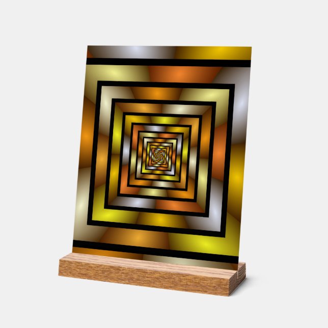 Luminous Tunnel Colourful Graphic Fractal Pattern Acrylic Sign (Angle)