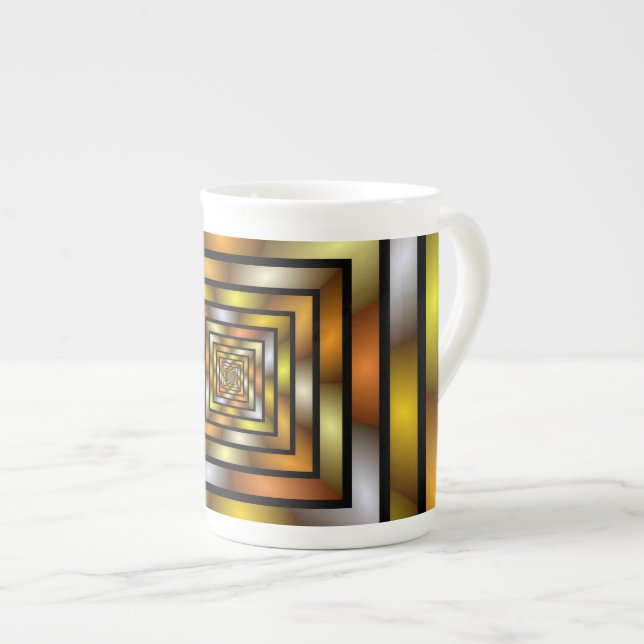 Luminous Tunnel Colourful Graphic Fractal Pattern Bone China Mug (Front Right)