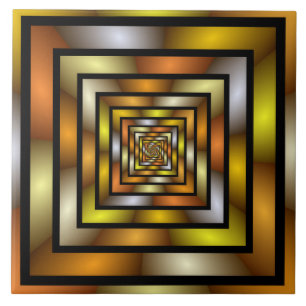 Luminous Tunnel Colourful Trippy Fractal Graphic Ceramic Tile