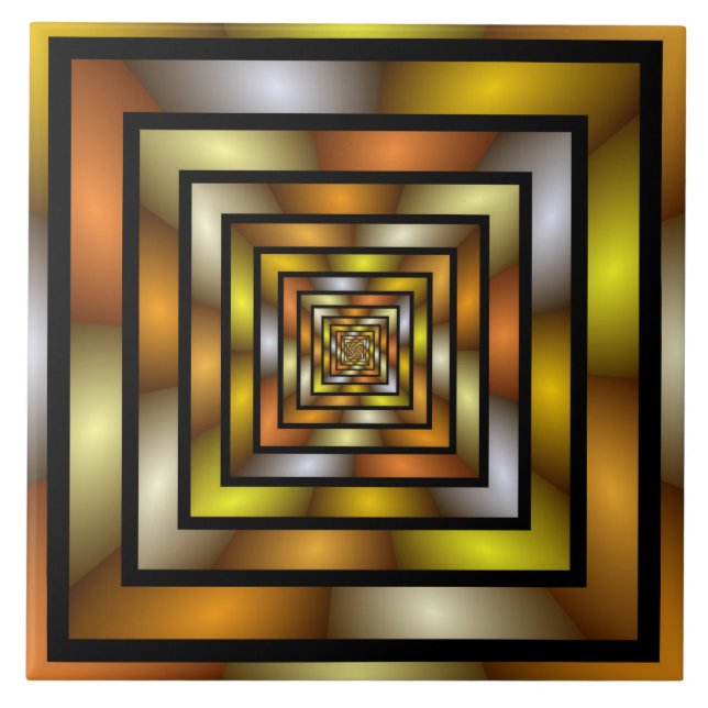 Luminous Tunnel Colourful Trippy Fractal Graphic Ceramic Tile (Front)