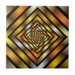 Luminous Tunnel Colourful Trippy Fractal Graphic Ceramic Tile