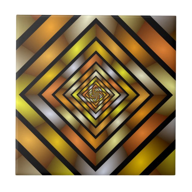 Luminous Tunnel Colourful Trippy Fractal Graphic Ceramic Tile (Front)