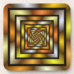 Luminous Tunnel Colourful Trippy Fractal Graphic Coaster