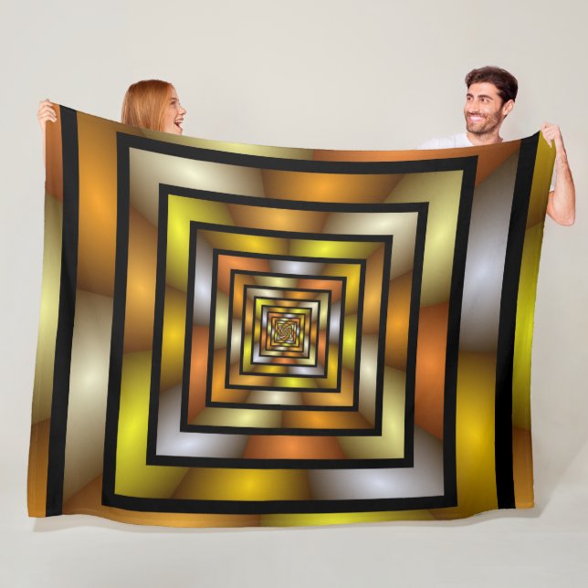 Luminous Tunnel Colourful Trippy Fractal Graphic Fleece Blanket (In Situ)