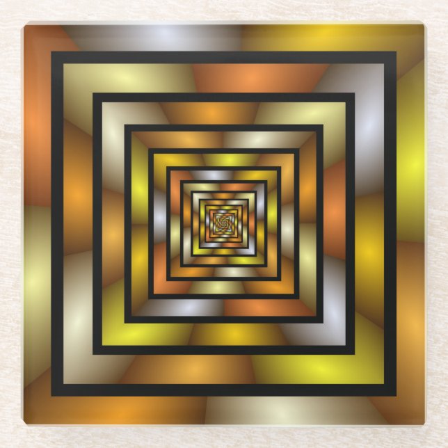 Luminous Tunnel Colourful Trippy Fractal Graphic Glass Coaster (Front)