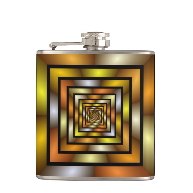 Luminous Tunnel Colourful Trippy Fractal Graphic Hip Flask (Front)