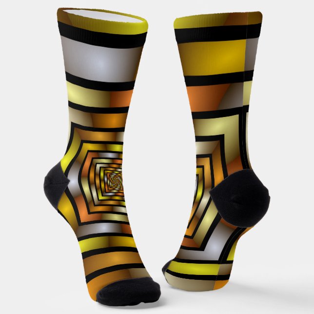 Luminous Tunnel Colourful Trippy Fractal Graphic Socks (Angled)