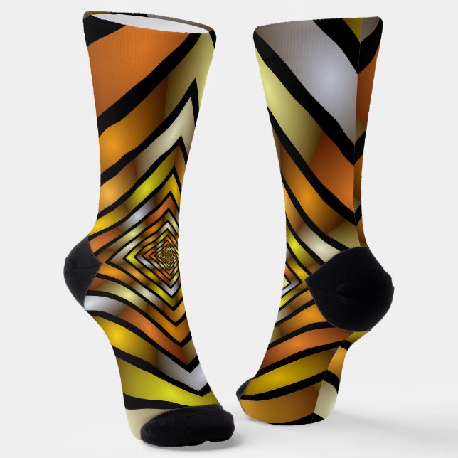 Luminous Tunnel Colourful Trippy Fractal Graphic Socks (Angled)
