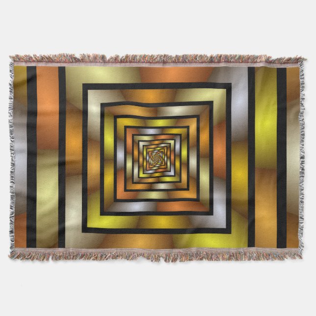 Luminous Tunnel Colourful Trippy Fractal Graphic Throw Blanket (Front)