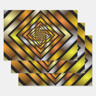 Luminous Tunnel Colourful Trippy Fractal Graphic Wrapping Paper Sheet