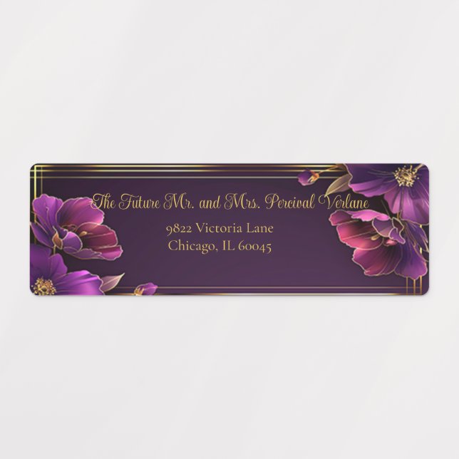 Luminous Violets Purple Floral Return Address (Design 1)