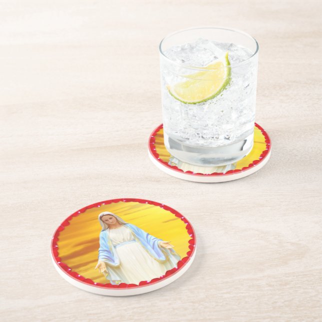 Luminous Virgin Mary with Roses  Coaster (Side)