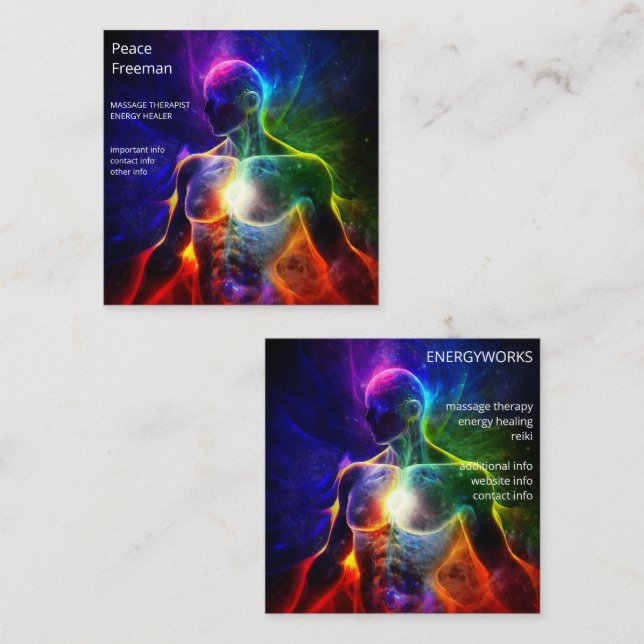 Luminous Warrior | Light Body Square Business Card (Front/Back)