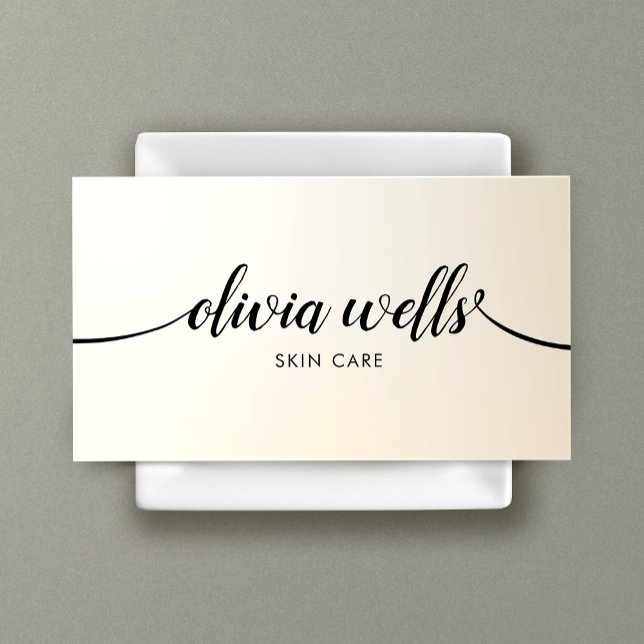 Luminous Yellow Gold Calligraphy Salon Spa Business Card (Creator Uploaded)