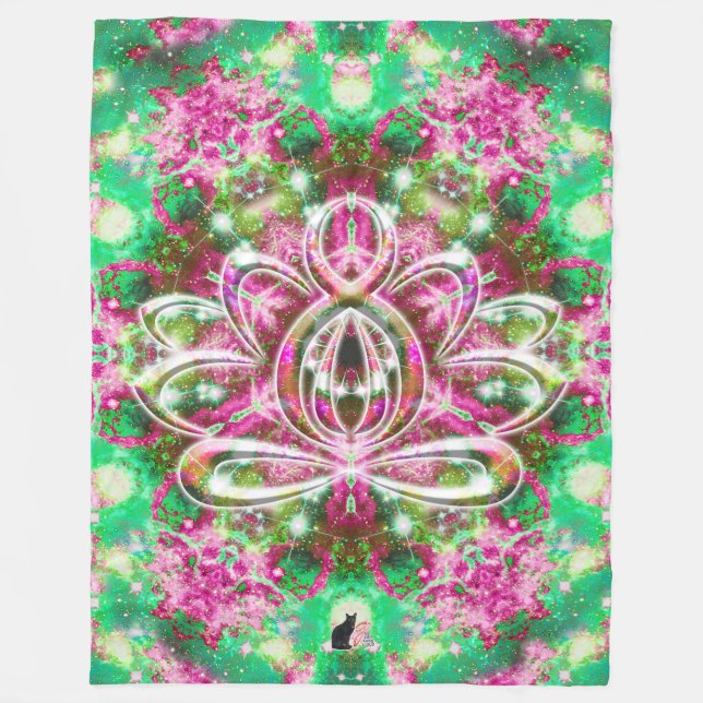 Luminous Zen Lotus Fleece Blanket (Front)
