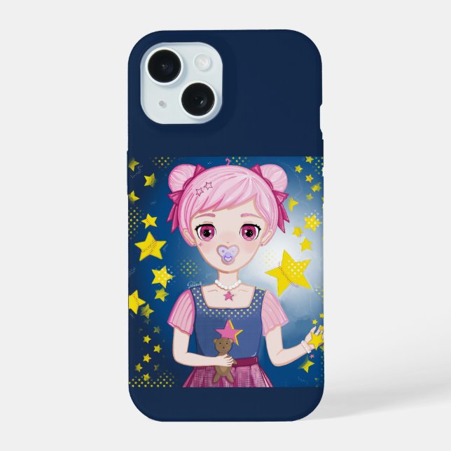 Lumi's world anime art iPhone 15 case (Back)