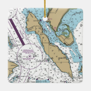 Lummi Island WA Chart Ceramic Ornament