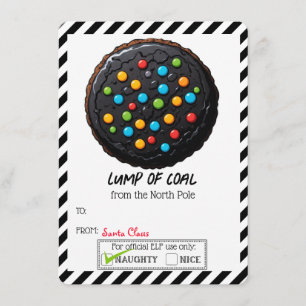 Lump of Coal Christmas Cookie Backer Favour Card