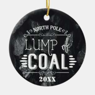 lump of coal funny joke bad Christmas gift idea Ceramic Ornament