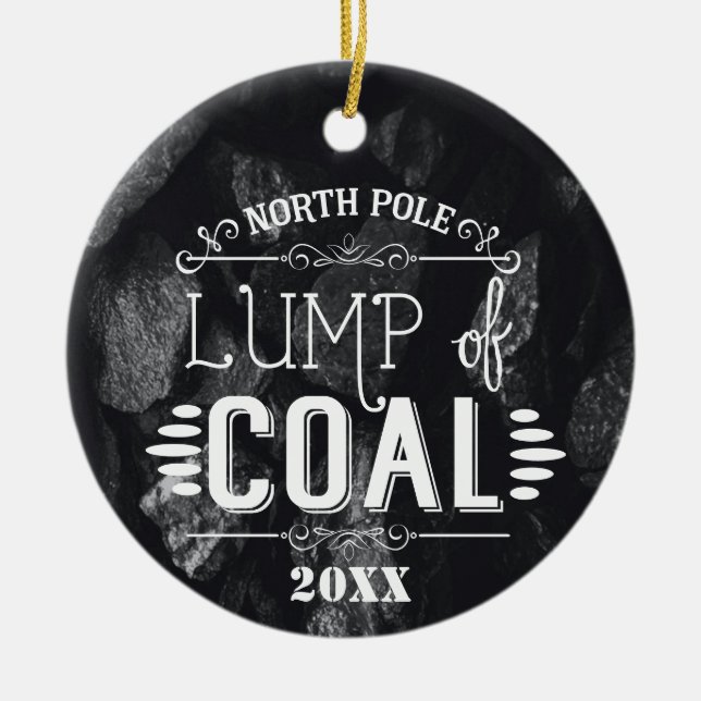 lump of coal funny joke bad Christmas gift idea Ceramic Ornament (Front)