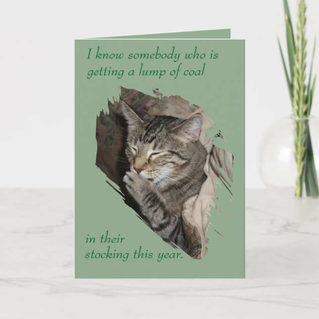 Lump of Coal Laughing Cat holiday card (Front)