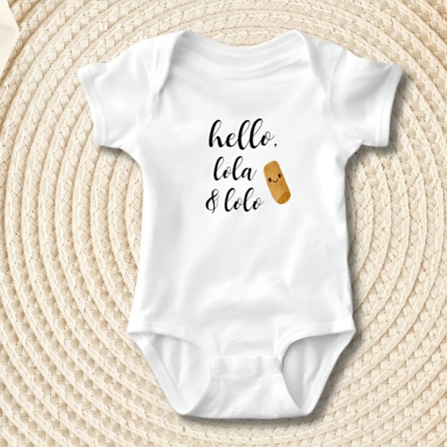 Lumpia Hello Lola Lolo Filipino Baby Announcement  Baby Bodysuit (Little Lumpia Baby Bodysuit, Hello Lola and Lolo)