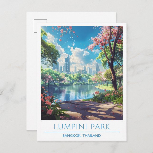 Lumpini Park Bangkok Thailand Vintage Travel  Postcard (Front/Back)