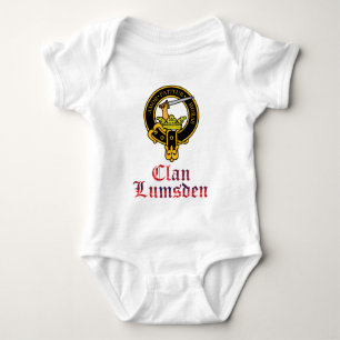 Lumsden scottish crest and tartan clan name baby bodysuit