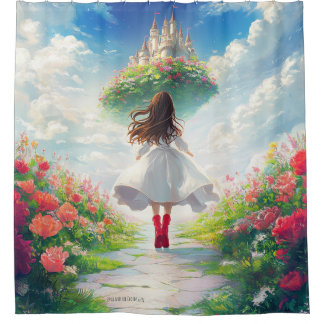 Luna and the Cloud Castle – Enchanted Shower Curta Shower Curtain