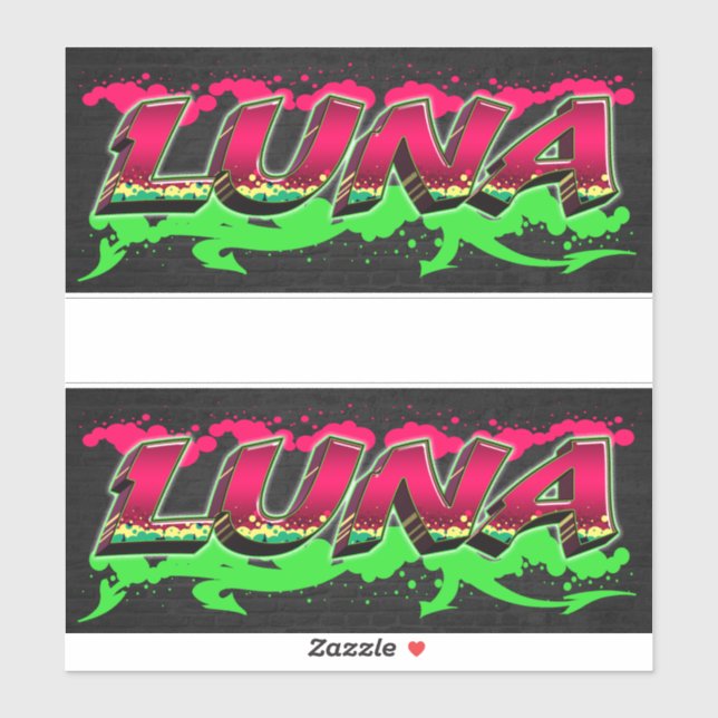 Luna First Name Graffiti Sticker (Sheet)