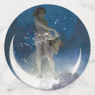 Luna Goddess at Night Scattering Stars Confetti