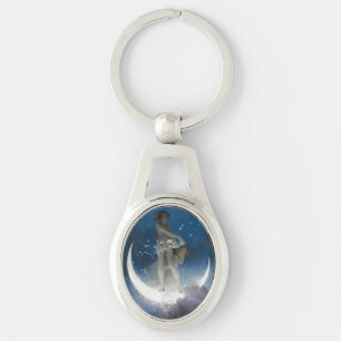 Luna Goddess at Night Scattering Stars Key Ring