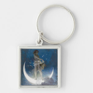 Luna Goddess at Night Scattering Stars Key Ring