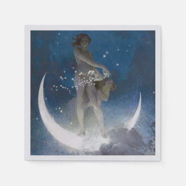 Luna Goddess at Night Scattering Stars Napkin (Front)