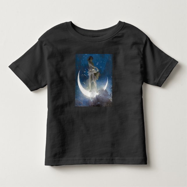 Luna Goddess at Night Scattering Stars Toddler T-Shirt (Front)