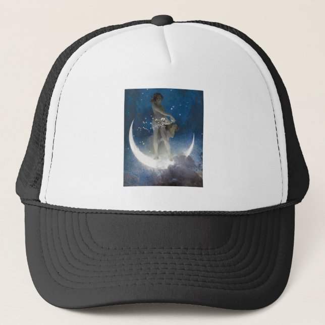 Luna Goddess at Night Scattering Stars Trucker Hat (Front)