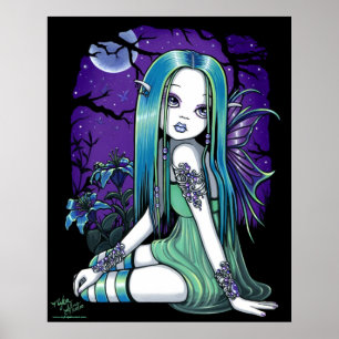 "Luna" Gothic Moon Lilly Fairy Art Poster