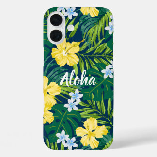 Luna Hibiscus Garden Hawaiian -Yellow and Navy iPhone 16 Plus Case