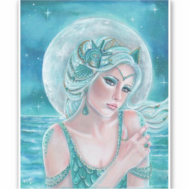 Luna moon goddess mermaid art by Renee L. Lavoie (Front)