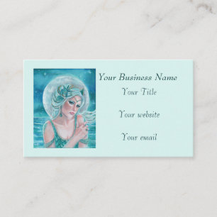 Luna moon goddess mermaid art by Renee L. Lavoie Business Card