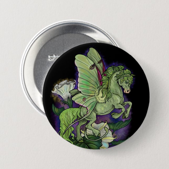 Luna Moonduster Moth Fairy Horse Button (Front & Back)