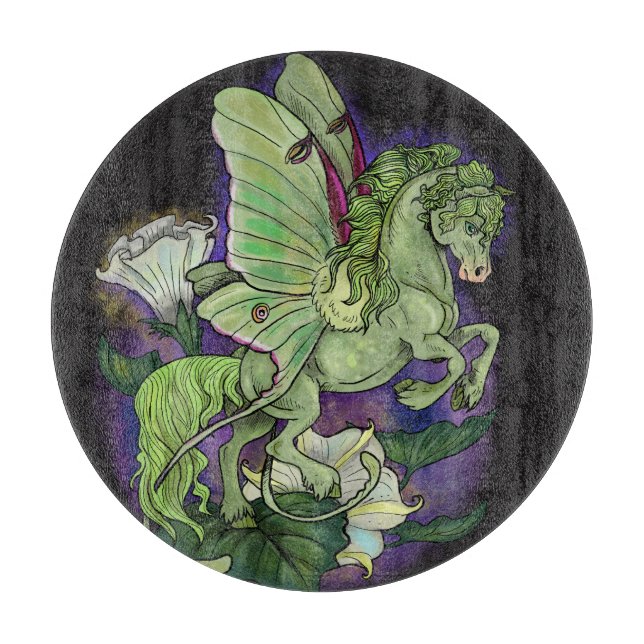 Luna Moonduster Moth Fairy Horse Cutting Board (Front)