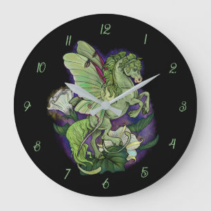 Luna Moonduster Moth Fairy Horse Large Clock