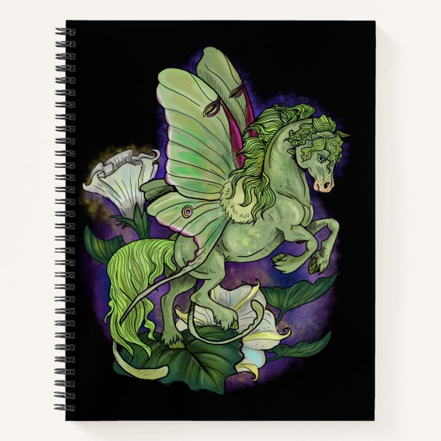Luna Moonduster Moth Fairy Horse Notebook (Front)